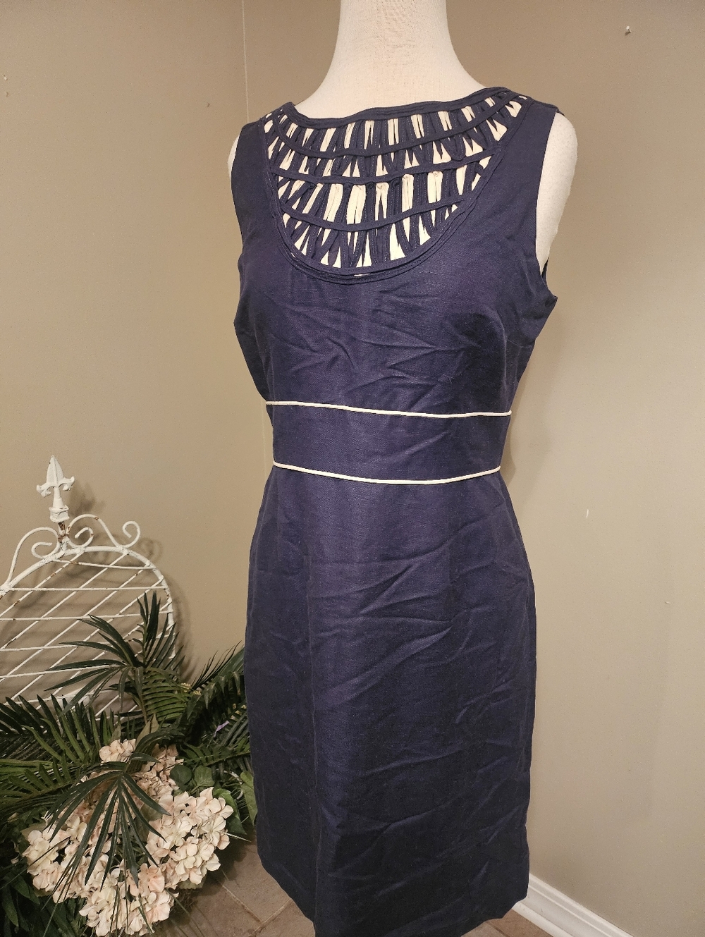 Linen Alex Marie Navy Fitted Dress
